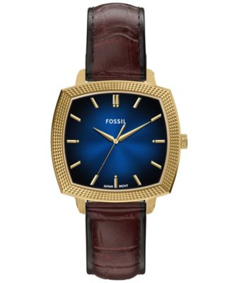 Мужские часы Fossil Nick Jonas x Machine Luxe Vignette коричневого цвета из кожи Кроко, 37 мм