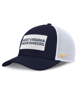 Мужская темно-синяя / белая кепка Nike West Virginia Mountaineers 2025 с нашивкой для дальнобойщиков, регулируемая по высоте, мульти