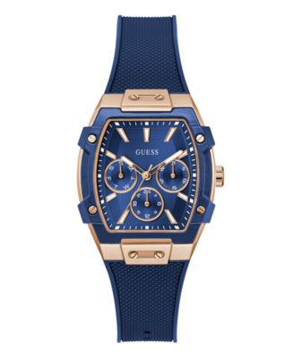 Женские часы Guess 35 мм многофункц., розовое золото, синие