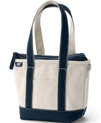 Маленькая холщовая сумка Lands'End с 3 карманами на молнии и длинной ручкой сверху.