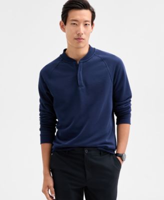 Мужская французская махровая толстовка Alfani с длинным рукавом и застежкой на четверть пуговицы, эксклюзивная модель Macy's