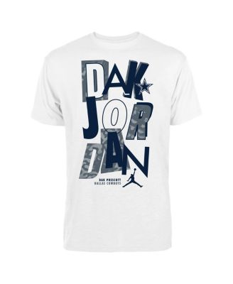 Мужская футболка Jordan's Dak Prescott White Dallas Cowboys со свежим графическим рисунком