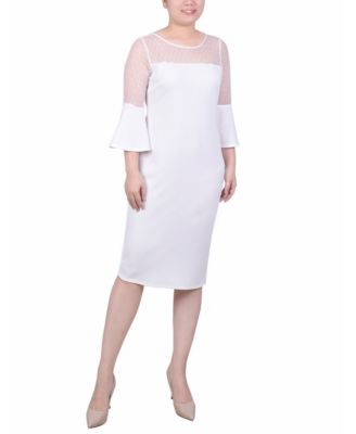 Нью-Йорк коллекция миниатюрных иллюзия шеи подводное платье цвета слоновой кости/крем