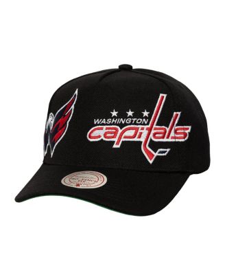 Мужская черная шляпа Mitchell & Ness с логотипом Washington Capitals и надписью Wordmark Wrap-Around Pro, регулируемая по размеру, черная