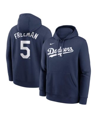 Мужская толстовка Nike Freddie Freeman Navy Los Angeles Dodgers с именем и номером игрока, клубный пуловер с капюшоном