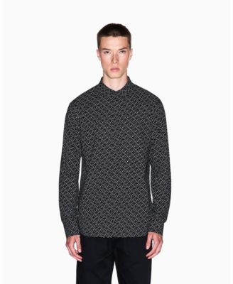 Мужская рубашка из поплина с логотипом A|X Armani Exchange из поплина с длинным рукавом и тканым логотипом A/X