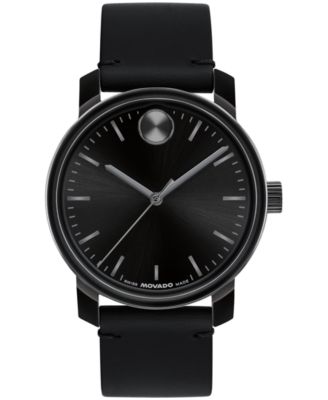 Мужские швейцарские кварцевые часы Movado Bold Access из черной кожи, 41 мм