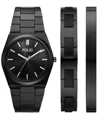 Мужские кварцевые часы Folio с тремя стрелками из черного сплава, 42 мм, черный