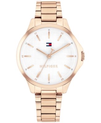 Женские кварцевые часы Tommy Hilfiger с золотым браслетом из нержавеющей стали в форме гвоздики, 34 мм