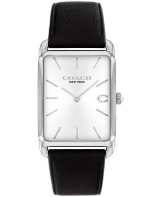 Мужские часы COACH Elliot на черном кожаном ремешке, 32 x 36 мм