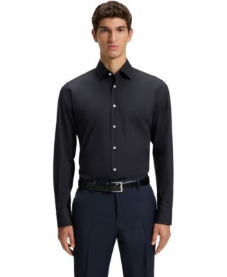 Мужская рубашка из стрейч-хлопка обычного покроя от BOSS by Hugo Boss