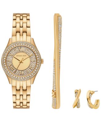 Женские часы Michael Kors Harlowe с тремя стрелками из нержавеющей стали золотистого цвета, 33 мм