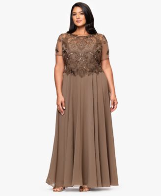 Макси-платье А-силуэта А-силуэта с бусинами размера XSCAPE Plus коричневого цвета