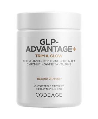 Codeage GLP-Advantage+ Берберин, Бор, хром, зеленый чай без кофеина (50% EGCG), Гимнема Сильвестровая, пробиотики, таурин - 60 капсул белого цвета