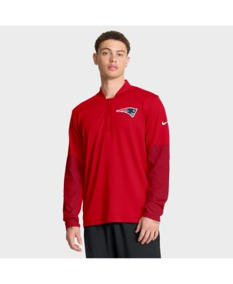 Мужская красная толстовка-пуловер Nike New England Patriots Sideline Dri-FIT с капюшоном на молнии