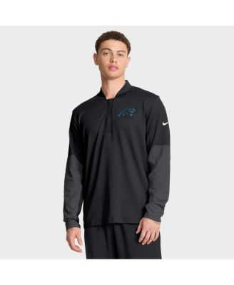 Мужская черная толстовка-пуловер Nike Carolina Panthers Sideline Dri-FIT с капюшоном на молнии по бокам