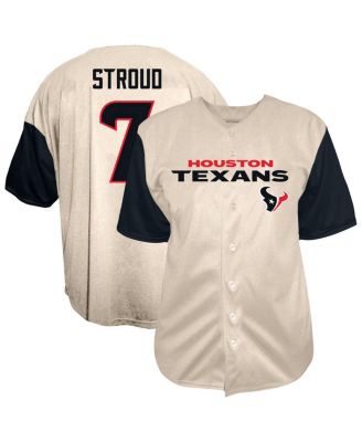 Мужская бейсбольная рубашка на пуговицах Fanatics C.J. Stroud Cream Houston Texans Big Tall Baseball