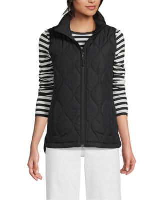 Женский стеганый утепленный жилет без перьев Lands' End черного цвета