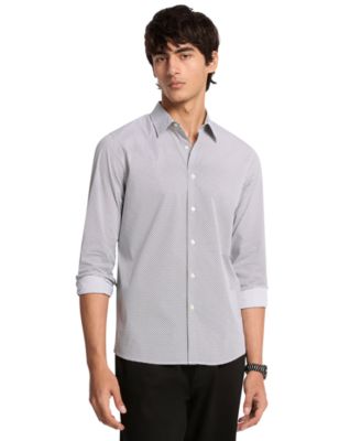 Мужская рубашка Michael Kors классического кроя с микро-принтом синего цвета