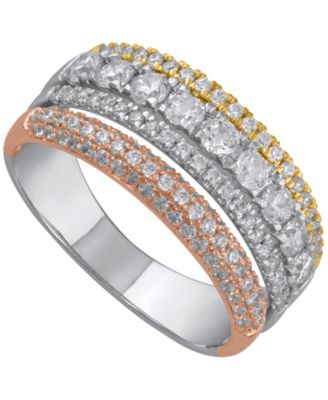 Браслет Macy's Diamond Bangle (1 карат) из желтого золота 10 карат с инкрустацией белым родием.