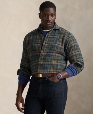 Мужская фланелевая рубашка Polo Ralph Lauren в клетку Big & Tall из полированной ткани