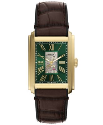Мужские часы Fossil Carraway с автоподзаводом из коричневой кожи Кроко, 30 мм