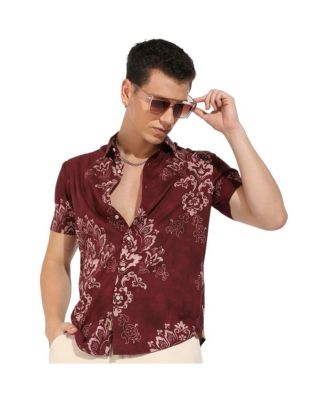 Мужская коричневая рубашка с этническим мотивом Campus Sutra