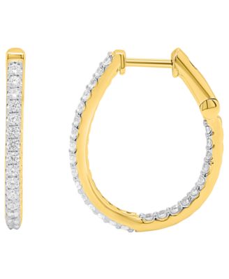 Серьги-кольца с выращенными в лаборатории бриллиантами Forever Grown Diamonds (весом 1 карат) из чистого серебра или позолоченного серебра с покрытием 14 карат