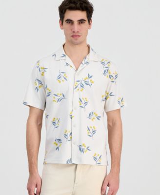 Мужская хлопковая трикотажная рубашка с цветочным принтом Sun + Stone, эксклюзивный белый цвет Macy's