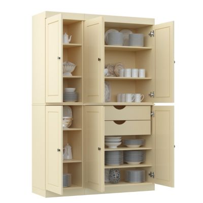 Palace Импортирует высокий кухонный шкаф-кладовку из 100% массива дерева с приподнятыми дверцами и 2 выдвижными ящиками