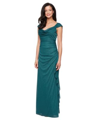 Женское длинное блестящее сетчатое платье Alex Evenings без рукавов зеленого цвета