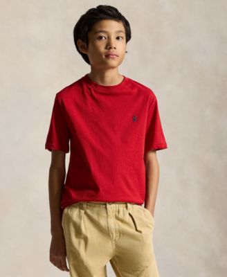 Футболка с круглым вырезом из хлопкового джерси Polo Ralph Lauren для мальчиков 8-20 лет, красная