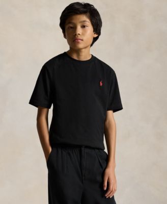 Футболка с круглым вырезом из хлопкового джерси Polo Ralph Lauren для мальчиков 8-20 лет, черная