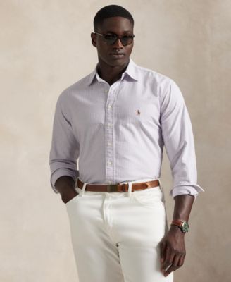 Мужская классическая оксфордская рубашка Polo Ralph Lauren в полоску Big & Tall фиолетового цвета