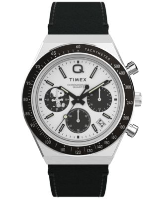 Мужские часы Timex с хронографом из черной кожи, 40 мм, черные