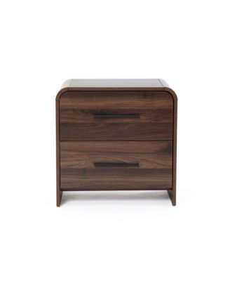 Прикроватная тумбочка и приставной столик LuxenHome с отделкой из орехового дерева с 2 выдвижными ящиками, искусственное дерево с закругленными углами