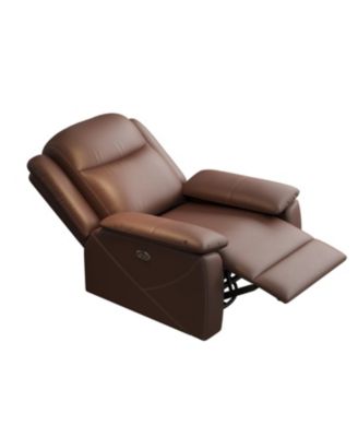 Кресло-качалка Streamdale Furniture с USB-разъемом, поворотное на 360 градусов, большого размера, с мягкой обивкой - Коричневое