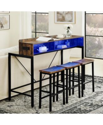Барный стол Streamdale Furniture 59" со светодиодной подсветкой и 3 табуретами
