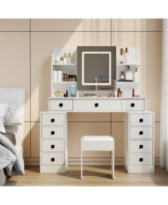 Фермерский туалетный столик Streamdale Furniture с зеркалом, подсветкой и зарядкой