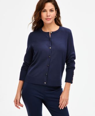 Женский укороченный кардиган-свитер Macy's Exclusive синего цвета из коллекции JM Collection