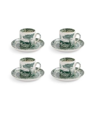 Зеленые итальянские чашки для эспрессо и блюдца Spode Heritage, набор из 4-х чашек для эспрессо