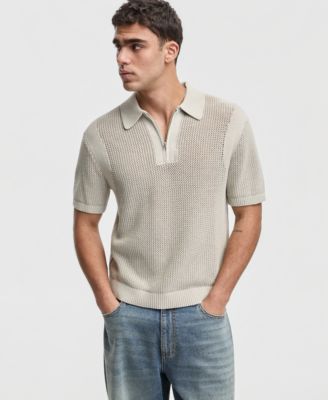Мужская рубашка-поло свободного кроя Mode of One с коротким рукавом и застежкой-молнией, эксклюзивная модель Macy's