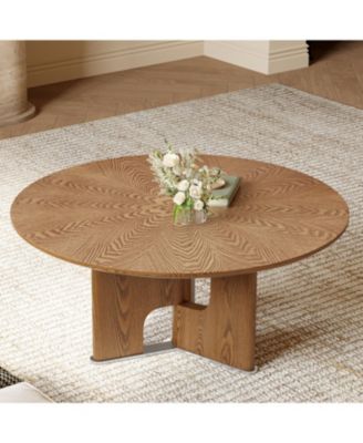 Журнальный столик из шпона ясеня Streamdale Furniture 31,5 дюйма круглый в деревенском стиле для небольшой гостиной