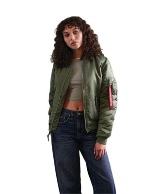 Женская куртка-бомбер Alpha Industries Ma-1 зеленого цвета