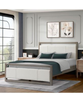 Двуспальная кровать Streamdale Furniture с деревянным каркасом в изголовье из ткани букле
