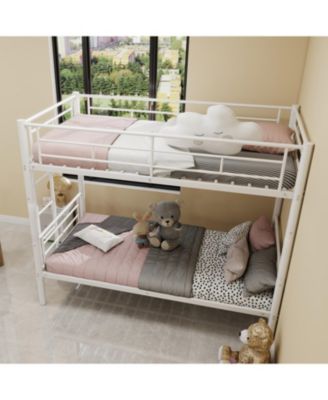 Металлическая двухъярусная кровать Streamdale Furniture Twin Over Twin с лестницами и ограждением