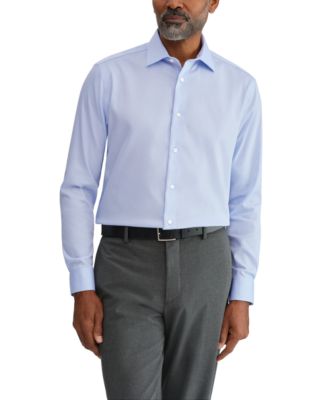 Мужская однотонная рубашка-стрейч обычного покроя синего цвета