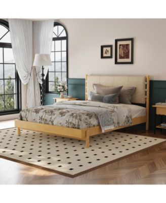 Каркас кровати на платформе Streamdale Furniture Queen середины века с изголовьем