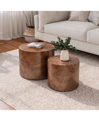 Журнальный столик Streamdale Furniture Nesting, состоящий из 2-х современных круглых деревянных акцентных столиков