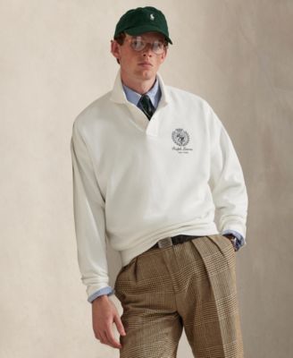 Мужская толстовка Polo Ralph Lauren свободного кроя с графическим принтом белого цвета